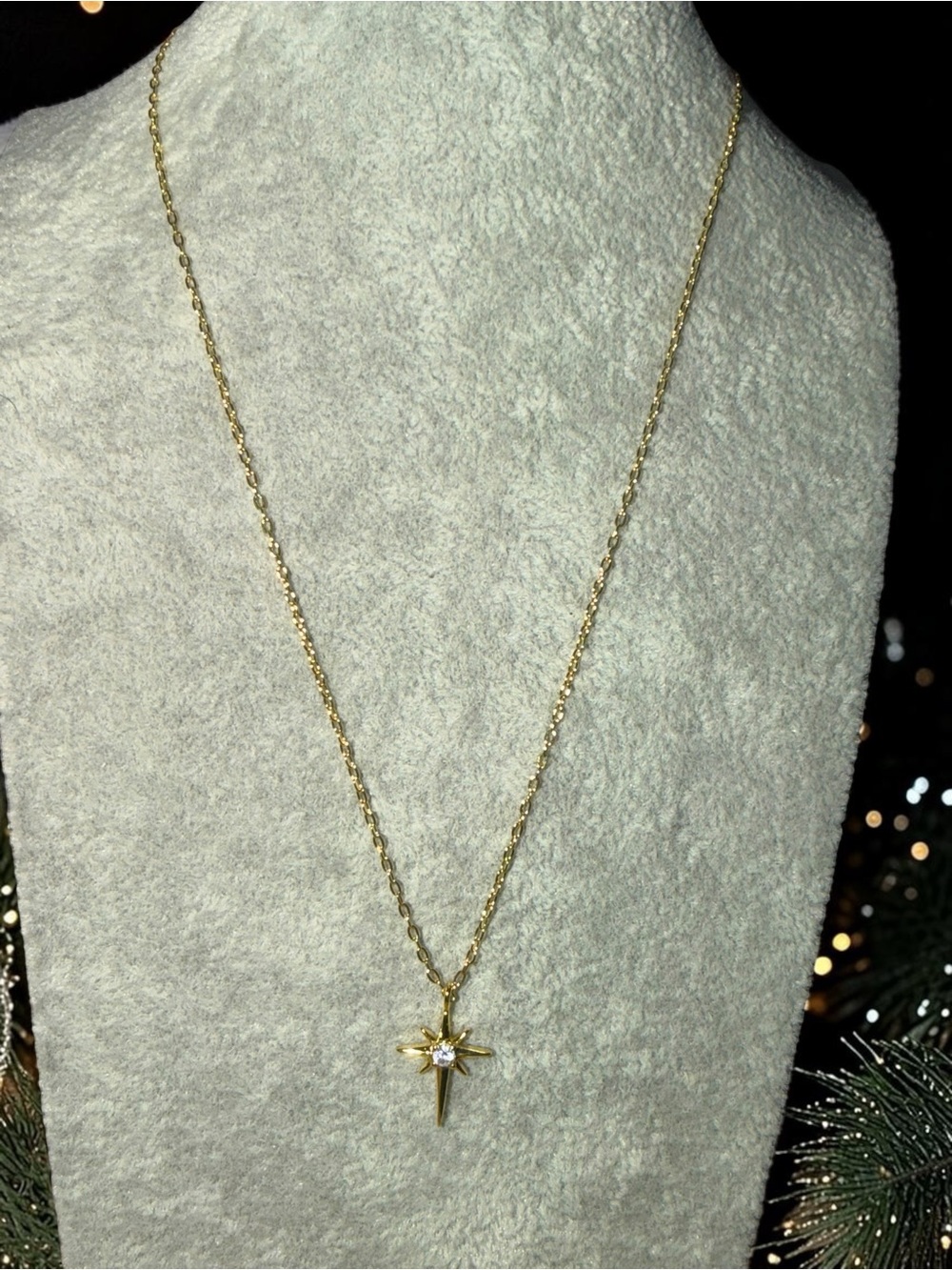 Gold-Tone North Star Crystal Pendant Necklace - Picture 7 of 7